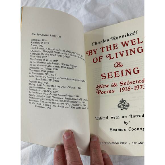 By the Well of Living & Seeing Charles Reznikoff New & Selected Poems 1918-1973 - Picture 4 of 7